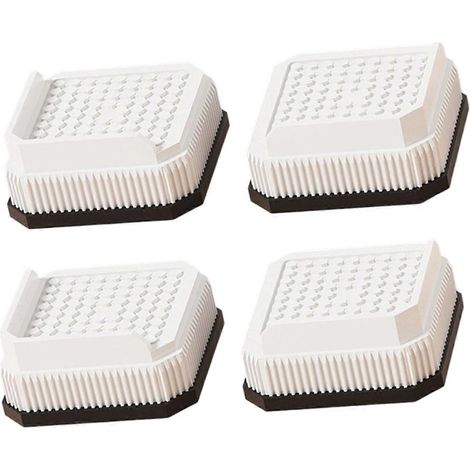 Quatre rallonges pour pieds de meubles permettant d'ajuster la hauteur des canapés, lits et tables. Rallonges en plastique de haute qualité, faciles à installer, de forme carrée et de couleur blanche. (1/5)