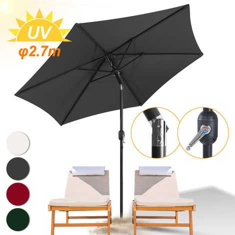 Parasol - parasol jardin, parasol deporté, parasol de balcon - 270 cm Gris, Parasol de plage (1/5)