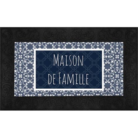 Tapis Relief Imprimé "Eltea" 45x75cm Noir & Bleu
