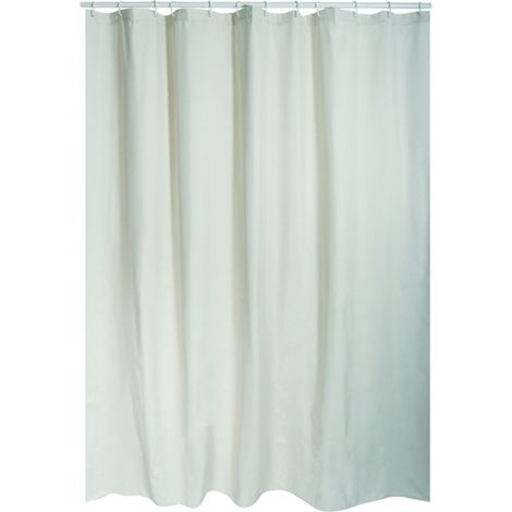 Cortina de Ducha NATURAL Algodón y Poliéster 180x200cm CALIDAD PREMIUM Beige - Anillas incluidas MSV (1/4)