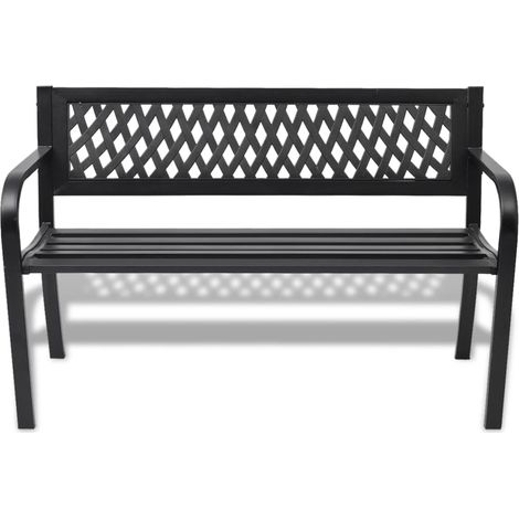INLIFE Banc de jardin 118 cm Acier Noir (1/4)