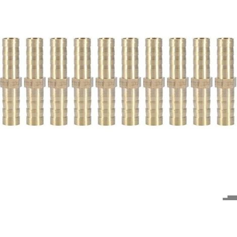 (6mm 10pcs)Raccord de Tuyau Droit à Deux Voies Raccord en Laiton Barbelé Connecteur de Tube Jonction 6/8/10/12/14/mm (1/4)