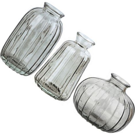 Ensemble de 3 vases à petits bourgeons en verre-gris (1/2)