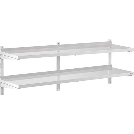 Estantería de pared profesional de acero inoxidable - 2 estantes - 40 x 180 cm 140001556 (1/3)