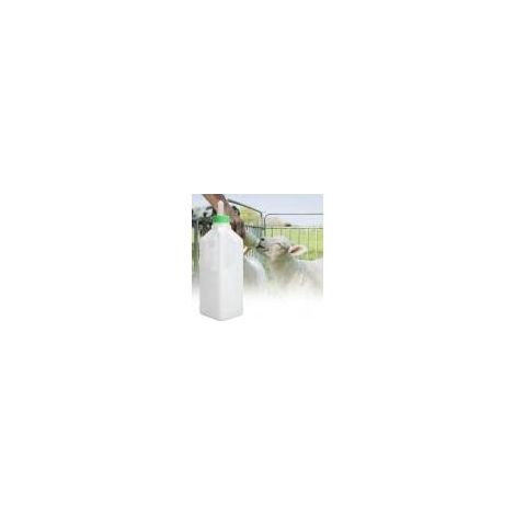 Biberon veau 850ml – plastique – poignée – blanc – moutons / agneaux – silicone (1/5)