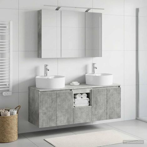 vidaXL Bathroom Cabinet Set 4 pcs Concrete Grey Engineered Wood (1/5)