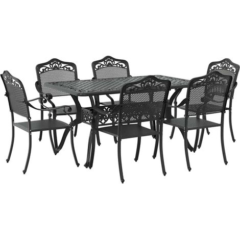 Maison Exclusive - Garten Essgruppe 7 pcs Schwarz Aluminium