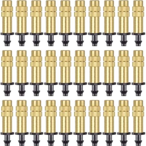 30 Pièces Buse d'Atomisation en Cuivre Réglable Pulvérisateur d'Irrigation Goutte à Goutte 4 / 7mm Atomisation Micro Arroseur Équipement d'Irrigation Refroidissement Jardin Serre Légumes