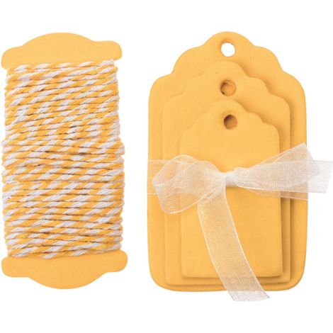 Glorex Papier-Etiketten gelb 5-8 x 3,5-5 cm, 15 Stück Geschenkverpackungen