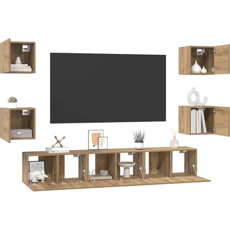 Ensemble meuble TV 7 pc Chêne artisanal Bois d'ingénierie (1/5)