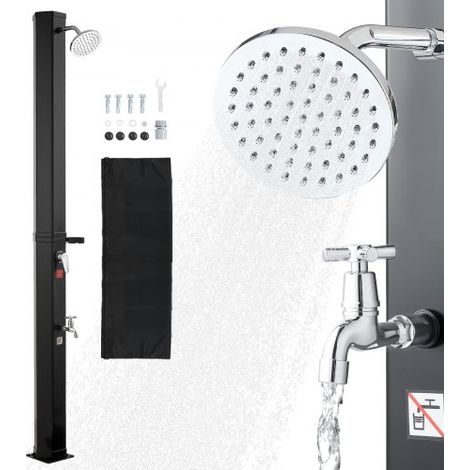 Solardusche 35 L, Solar Gartendusche 2160 mm Hoch, Pooldusche mit Seifenablage, Warm- & Kaltwasserregulierung, Freistehend, Campingdusche für Garten, Poolbereich, Strandpool, Schwarz (1/5)