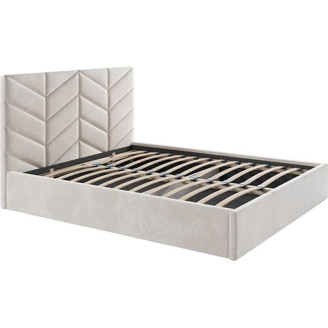 Letto contenitore 200 x 200 cm - Tessuto texturizzato - Crema - JUSTANI (1/5)
