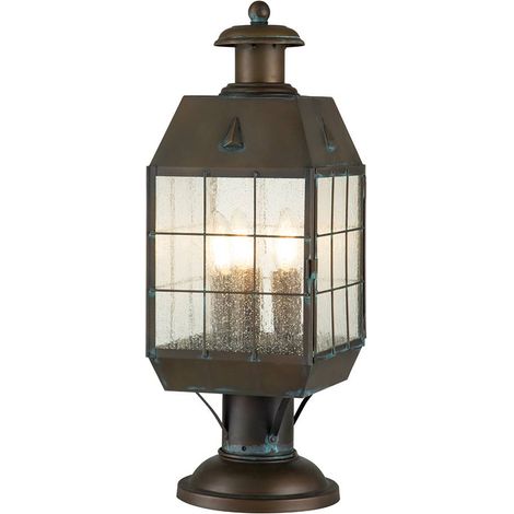 Elstead Hinkley Nantucket Lampada da esterno con piedistallo in ottone invecchiato, IP44 (1/5)