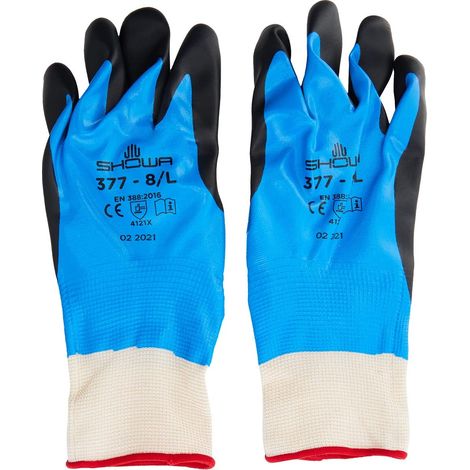 Showa 377 Guanto Da Lavoro Maglia Senza Cuciture Nylon Nitrile Usi Generici 8/L