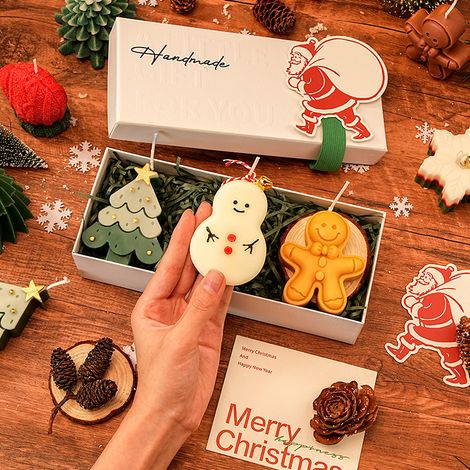 Bougies parfumées de Noël en forme de sapin et de renne, bougies artisanales décoratives, coffret cadeau festif, décoration de Noël pour maison, table et fête (1/5)