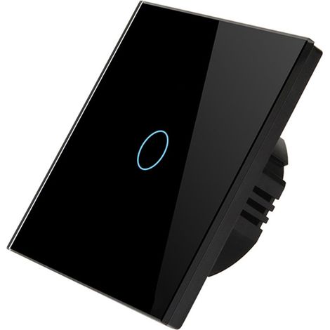 Interrupteur WiFi intelligent monofilaire AC90-240V, commande tactile vocale RF433, compatible Google Home et Tuya, 1 gang noir (1/5)