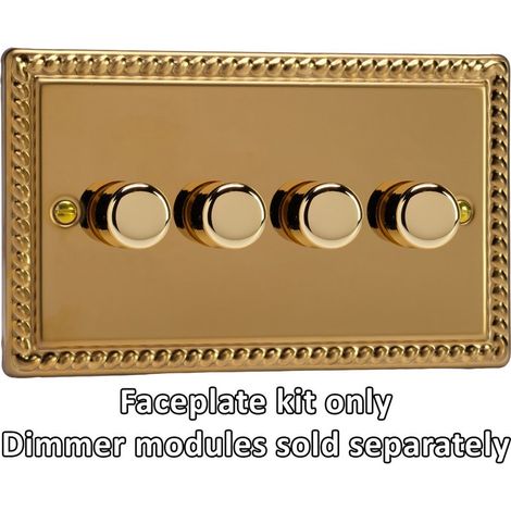 Varilight 4-Gang Matrix Kit for Rotary Dimmers (Twin Plate) Georgian Brass Finish
