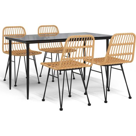Ensemble à manger de jardin 5pcs Mobilier de jardin Résine tressée (1/5)