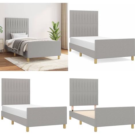 Bettgestell ohne Matratze Hellgrau 80x200 cm Stoff - Bettgestell - Holzrahmen - Lattenrost - Kopfteil - Himmelbettwäsche - Home & Living (1/5)