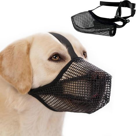 Bozal para perro, bozal tipo cesta para perros, bozal de nailon para perros, bozal transpirable con correas ajustables para evitar mordeduras, mordiscos y ladridos. (1/5)