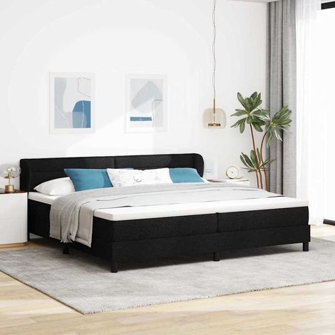 vidaXL Cama tipo Box Spring con cabecera Negro 200 x 200 cm tela (1/4)