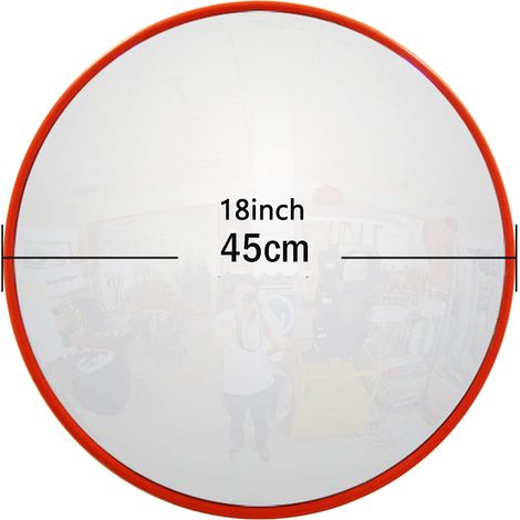 Miroir de circulation convexe 45 cm – Vision panoramique 130° – Lentille polycarbonate – Support mural inclus – Pour garages et entrepôts (1/5)