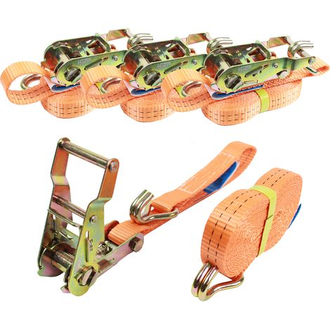 4x Profi Ratschen Spanngurt Spanngurte Zurrgurt 2-tlg 5m 1,5to 1500kg TÜV/GS ORANGE (1/3)