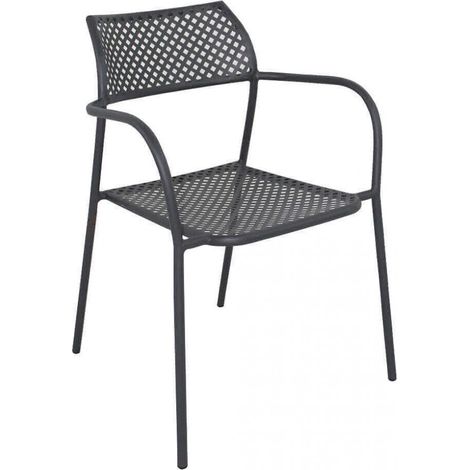 Sedia da Giardino Windsor Impilabile 56x56x78 h cm in Acciaio Antracite (1/3)