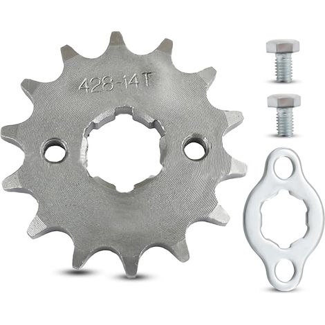 428-14T Pignon Avant 17mm dents moto Pignon moteur Pignons coniques de chaîne Engine,428-14T Pignon Avant pour 50cc 70cc 90cc 110cc 125cc Dirt Pit Bike Mini Vélo ATV 4 Roues Moped (1/5)