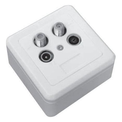 Prise connecteur - Triax - GAD 274 - Type F x 2 - Type IEC x 2 - Blanc