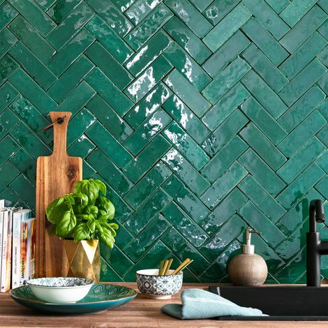 Carrelage Zellige Marocain Vert Emeraude 5x15 cm (vendu par 0,5 m²) - RO'MA NATURE (1/5)