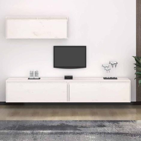 Meubles TV 3 pcs pour Salon - Armoire TV Blanc Bois massif de pin BV373055 - BonneVie (1/5)