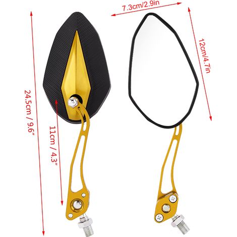 Rétroviseur universel pour moto M8M10, tige en alliage d'aluminium modifié (paire) (Jaune) (1/5)