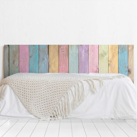 Cabecero Cama PVC Decorativo Económico Textura Madera Tablas Verticales de Colores Envejecida Varias Medidas (150 cm x 60 cm)