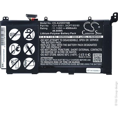 NX - Batterie ordinateur portable 11.1V 4500mAh - 3ICP7/65/80C31-S551S551LB-CJ (1/4)