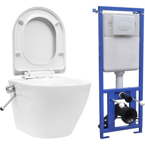 Toilette murale sans rebord et réservoir caché Céramique Blanc CFW19827 (1/5)