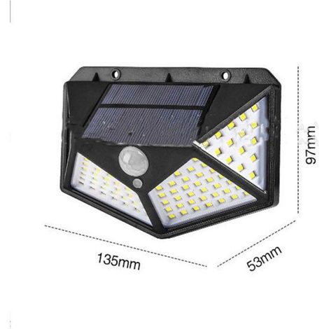 Lampe Solaire Murale - Capteur De Mouvement Humain - 100 LED 2835 - Étanche IP65 - Cour Jardin Terrasse - 2 Pièces (1/3)