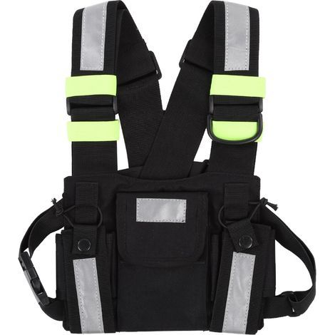 Taktisches Funkgeräte-Tragesystem mit gelber, reflektierender Brusttasche für Walkie-Talkies (1/5)
