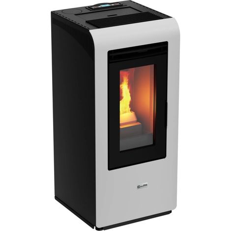 stufa a pellet canalizzata canadian stove "vancouver 10c" bianco 8,7 kw