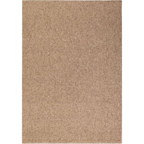 Tapis salon 200 x 290 cm, motif faux uni, beige, écru, poils ras, structure dense toucher doux, entretien aspirateur ou chiffon humide, pliable