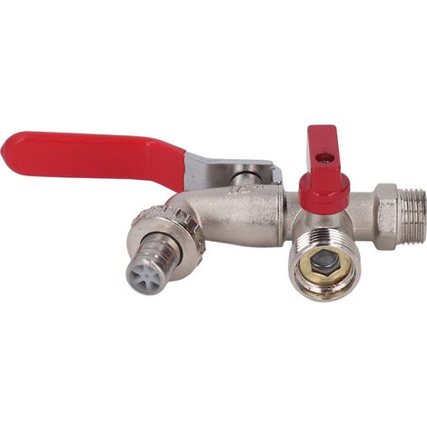Robinet à double vanne 1 entrée 2 sorties pour lave-linge en alliage de zinc, accessoire arrosage universel 3/4in 1/2in (1/5)