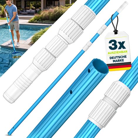 tillvex Perche télescopique de piscine 1,20 - 3,60 m  Perche de piscine en aluminium  Perche de nettoyage de piscine en 3 parties