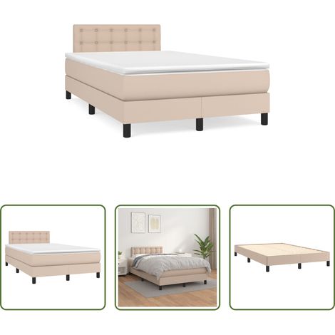 Matelas ensaché - Sommier à lattes de lit matelas cappuccino 120x190cm similicuir (1/5)