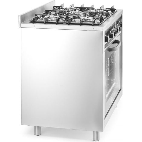 HENDI Gasherd - 5 Kochfelder mit Elektroofen, Kitchen Line, Silber, 230V/2900W, 14,3kW, 900x653x(H)900mm (1/5)