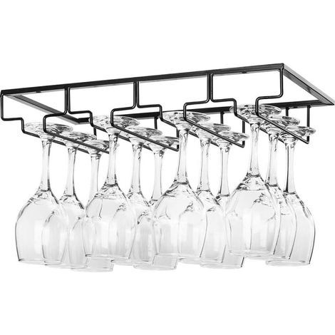 Soporte para copas de vino, 4 filas, negro (1/4)