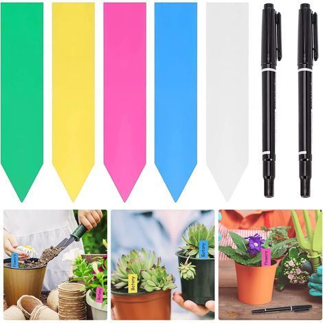 Set de 500 Étiquettes pour Plantes, Etiquette Jardin Exterieur, Intempéries et Réutilisables, avec 2 Feutres Noirs, Etiquette Semis pour Jardins, Vergers ou Fermes (1/5)