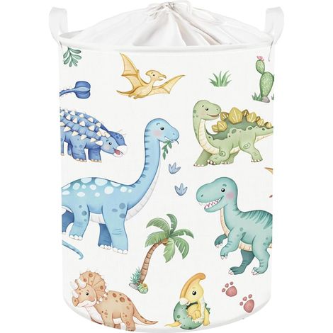 Panier Rangement Dinosaure Boho Panier à Linge Palmier Boite de Rangement pour Organiser Jouet Vêtements, Ptérosaure, 36x45 cm (1/5)