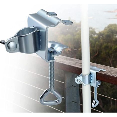 YMYNY Support de Parasol, Fixation de Parasol pour Table, Pince de Table pour Parasols de Jardin, Support de Parasol en Métal pour Balcon, Parasol, Plage, Pêche, Terrasse, Balcon (1/4)