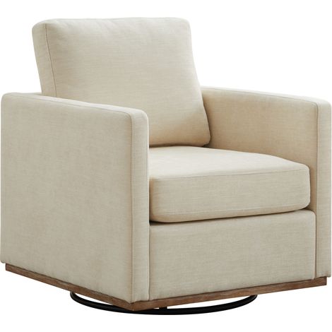 Fauteuil pivotant rembourré à 4 faces, fauteuil confortable, fauteuil club 360° & lounge avec accoudoirs pour salon, chambre, appartement et chambre d’enfant,Beige