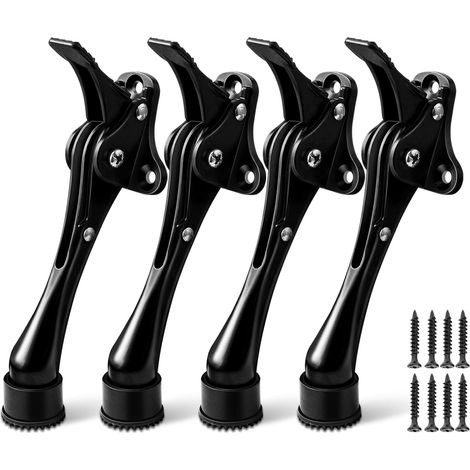 Lot de 4 butées de porte à pédale de 14 cm de long pour portes intérieures et extérieures, noires (1/5)
